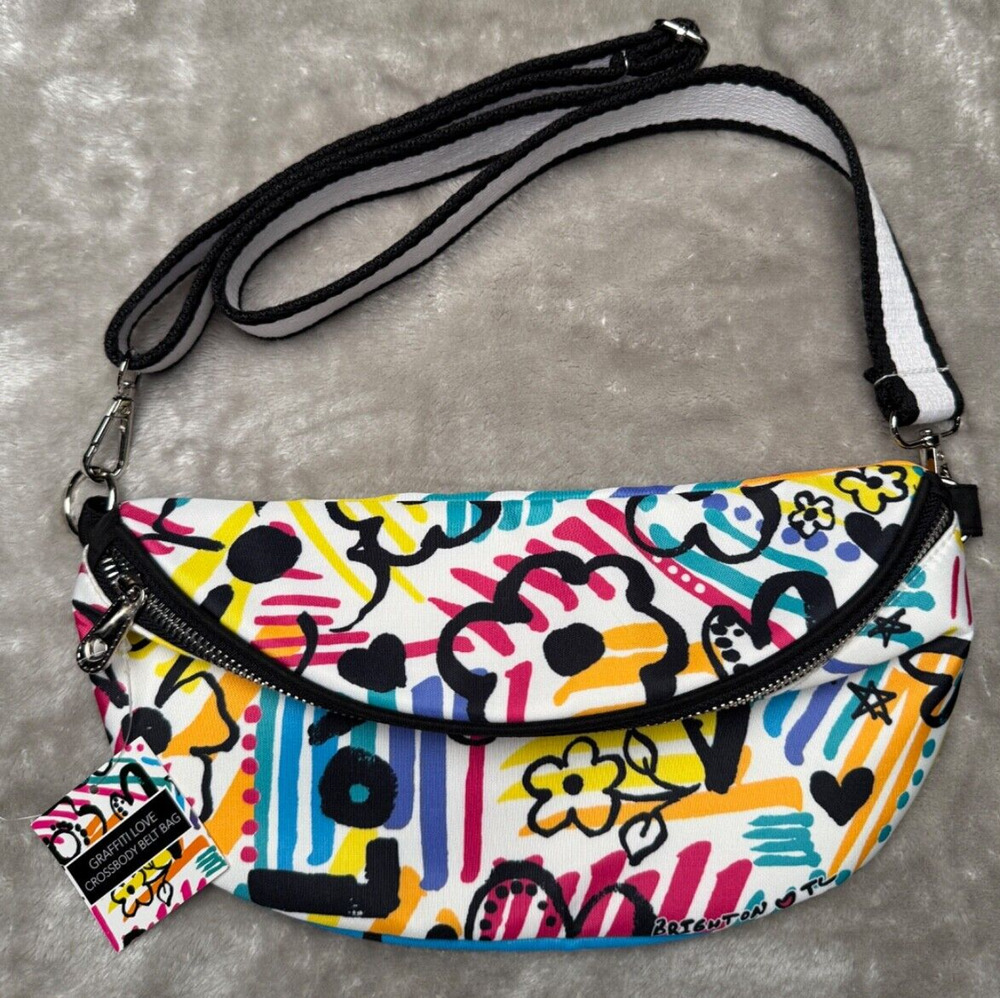 Brighton Graffiti Love Floral Crossbody Belt Bag Adjustable New